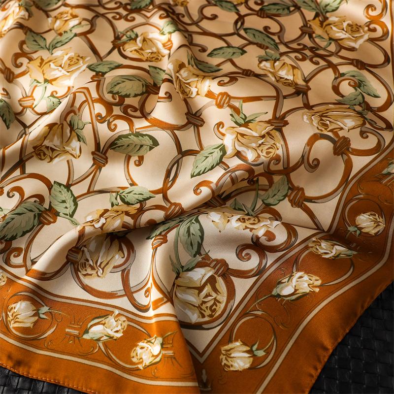 New Women Luxury 70X70cm Square Silk Scarf Female Soft Hairband Headband Neckerchief Foulard Girl Tie Bag Ribbon Bandanna