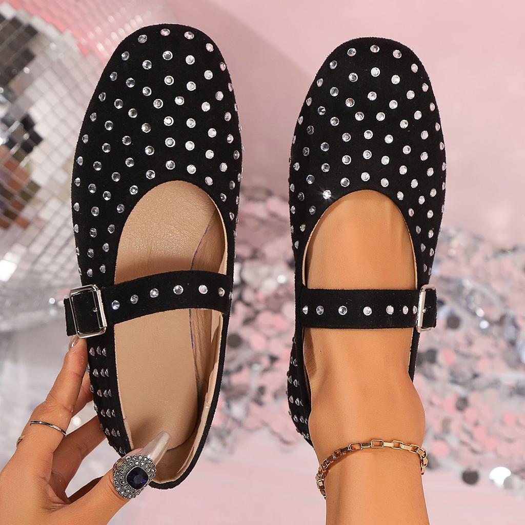 Fashion Women's Flats Shoes 2024 New Spring Autumn Elegant Casual Rhinestones Shoes Loafers Pointed Toe Fashion Lightweight Flats Shoes
