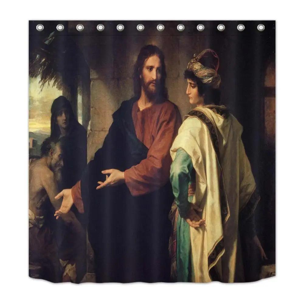 Jesus And His Disciples Shower Curtain Bible Stories Bathroom Waterproof Mildew Resistant Polyester Fabric For Bathtub Decor
