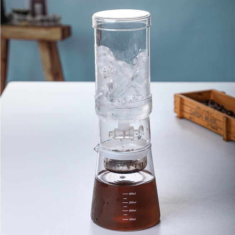 Sada kávovaru na ledovou kapku, průhledný borosilikátový skleněný kávovar na ledovou kapku, materiál pro cold brew kávu, žáruvzdorný