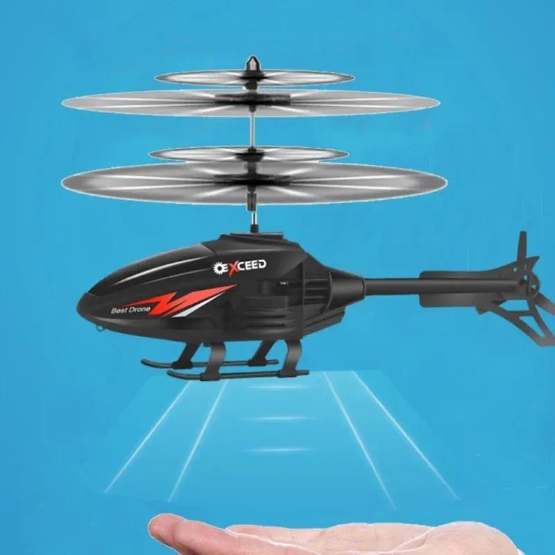 Rc Aircraft Remote Control Helicopter 2 Channel Gesture Control Suspension Helicopter Aircraft Model Toy with Light Toy for Boys