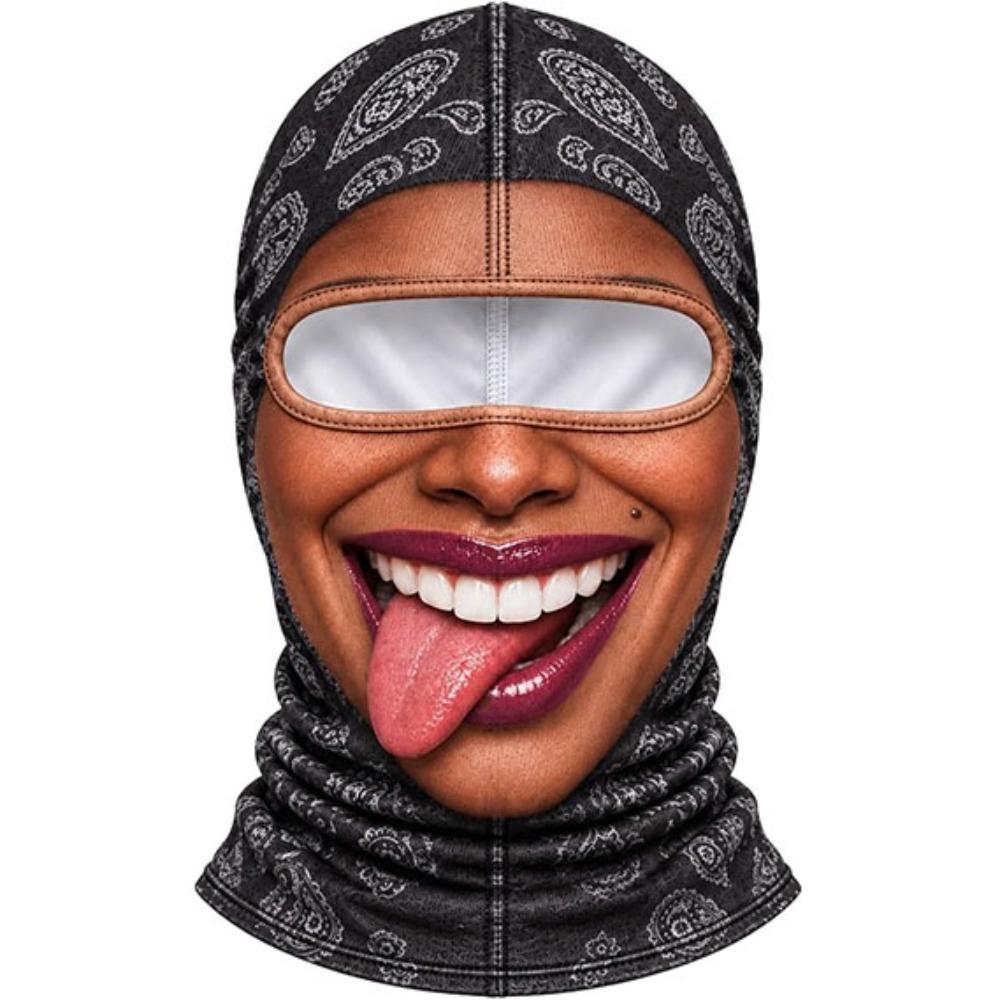 Missing Teeth Pattern Old Man Balaclava Face Mask 3D Face Printed Ski Mask Hood For Men Woman