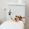 Hipster Cat Selfie Toilet Stickers Funny Bathroom Waterproof Decals, Self-Adhesive Cool Cat Wall Art for Bathroom Decor