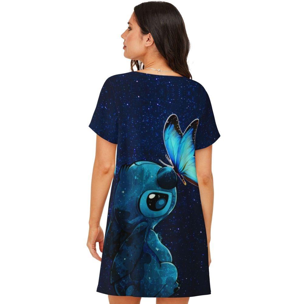 Damskie sukienki do spania z krótkim rękawem, luźne, o swobodnym kroju, T-shirty, odzież nocna, ubrania domowe, koszule nocne, sukienki do wypoczynku
