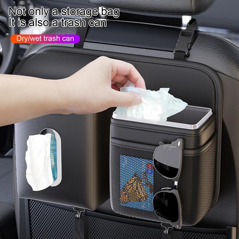 Car Back Seat Trash Bag Back Of Seat SUV Water Bottle Storage Bag Multi-functional Car Portable Waste Can For Paper Towels