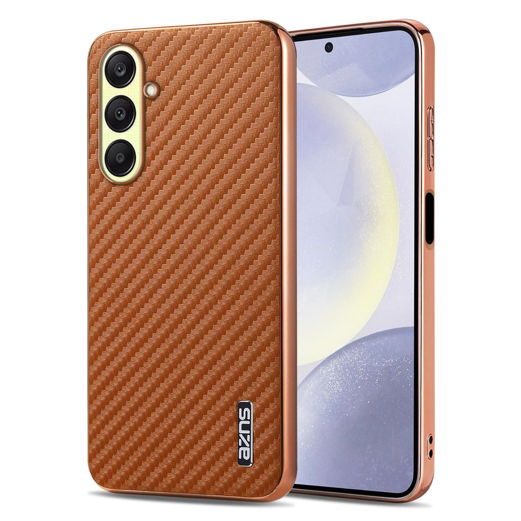AZNS For Samsung Galaxy A57 5G Case Electroplating Carbon Fiber Texture PU + TPU Phone Cover