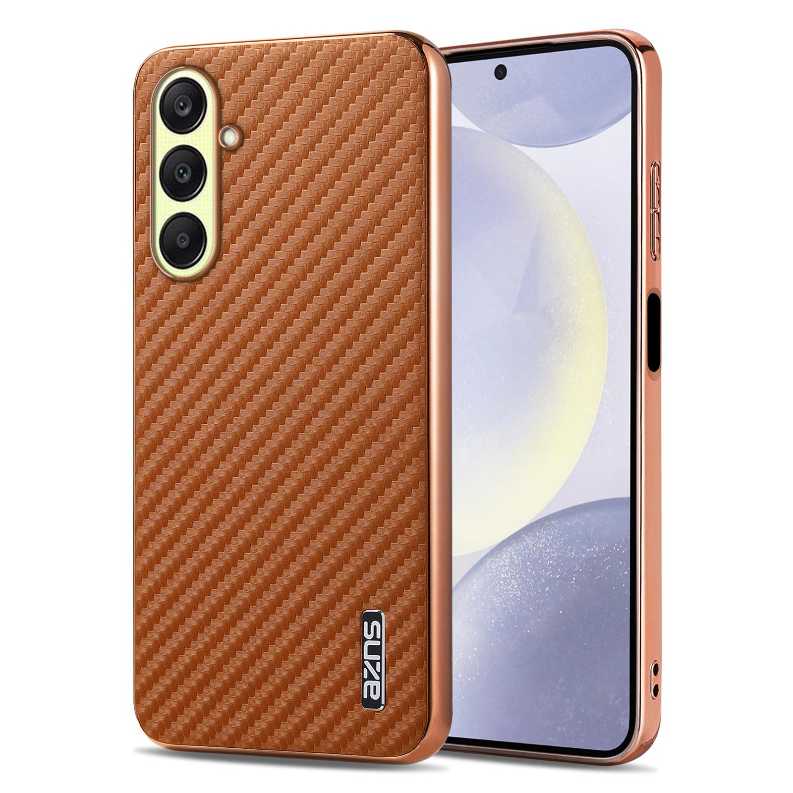 AZNS For Samsung Galaxy A57 5G Case Electroplating Carbon Fiber Texture PU + TPU Phone Cover