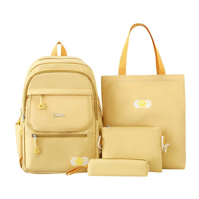 Junior High School Students' School Bag Korean Version Four-piece Set Senshi Fresh Campus Backpack Elementary School Students' Large Capacity Backpack