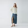 ELLE French Style Split Denim Midi Skirt Fashion Design Straight A-Line Skirt Casual Long Skirt Women skirts L8ARL026