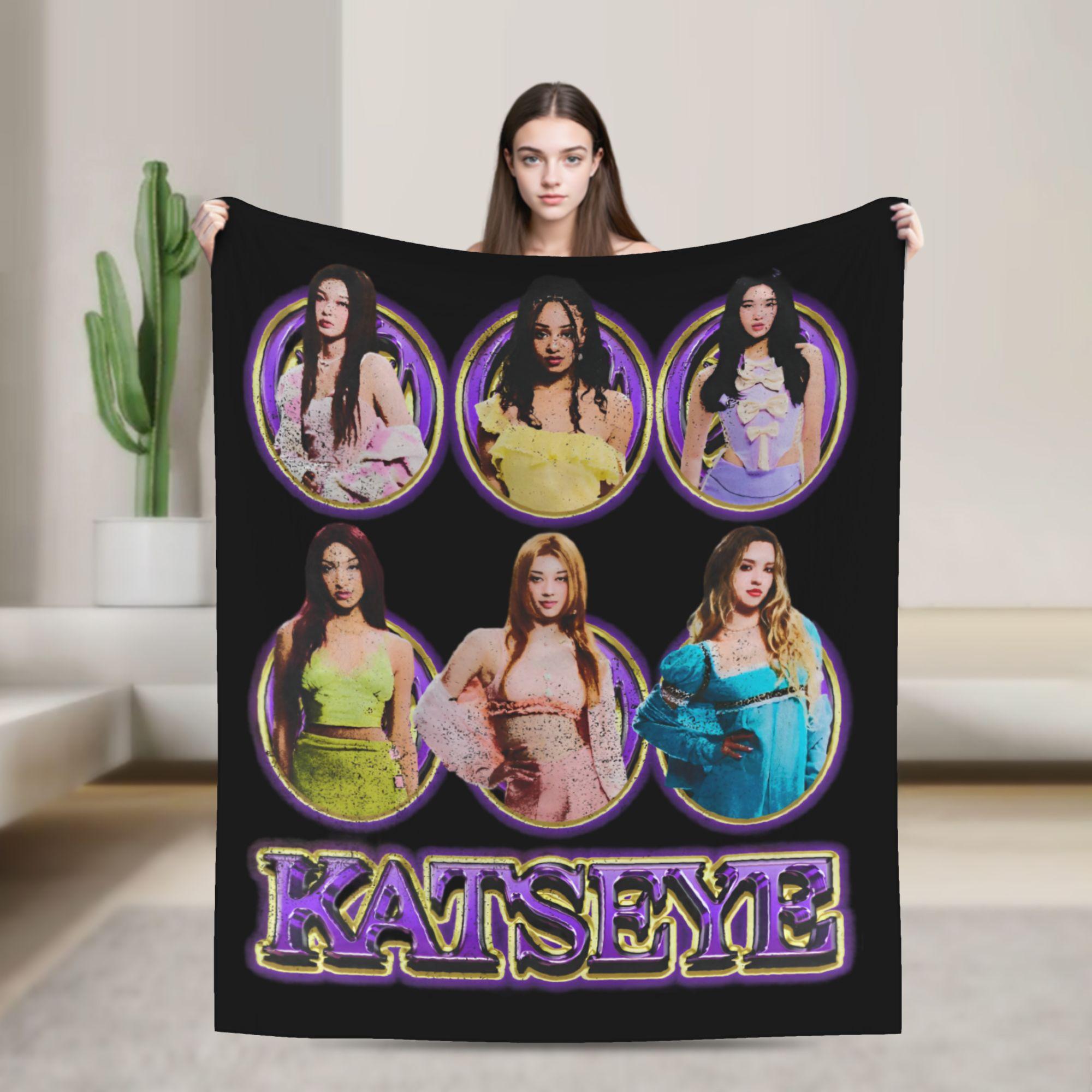 Katseye Kpop Knitted Blankets Fleece Sophia Lara Megan Ultra-Soft Throw Blankets for Car Sofa Couch Bedspread 200x150cm 80x60in