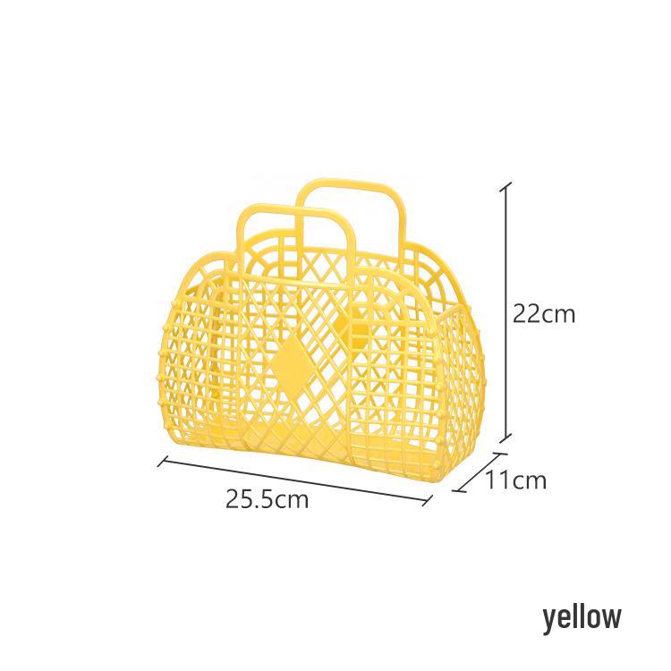 Foldable Plastic Supermarket Tote Basket - Hollow Design for Shopping, Fruits, Toys, and More.