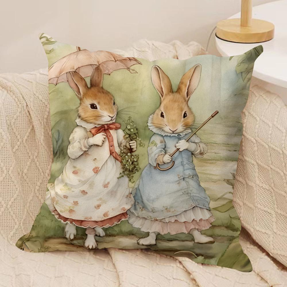PPeter rrabbit Anime Cushion Cover Silky Short Plush Invisible Zipper Dustproof Sofa Pillow Case for Home Decor
