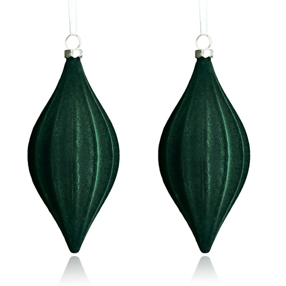2pcs Shatterproof Velvet Christmas Cone Ball Pendant Xmas Tree Ornaments Home New Year Decorations