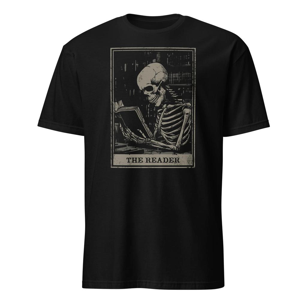 The Reader Tarot Card Shirt Skeleton Reading Book Tarot T-Shirt Size S-3XL Gift