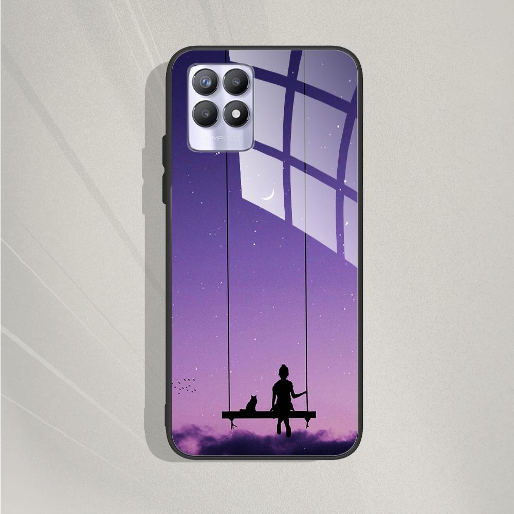 For Realme 8 4G 5G Case 8 Pro Tempered Glass Phone Case For Oppo Realme 8i RMX3151 Back Cover For Realme 8Pro Case Bumper Fundas