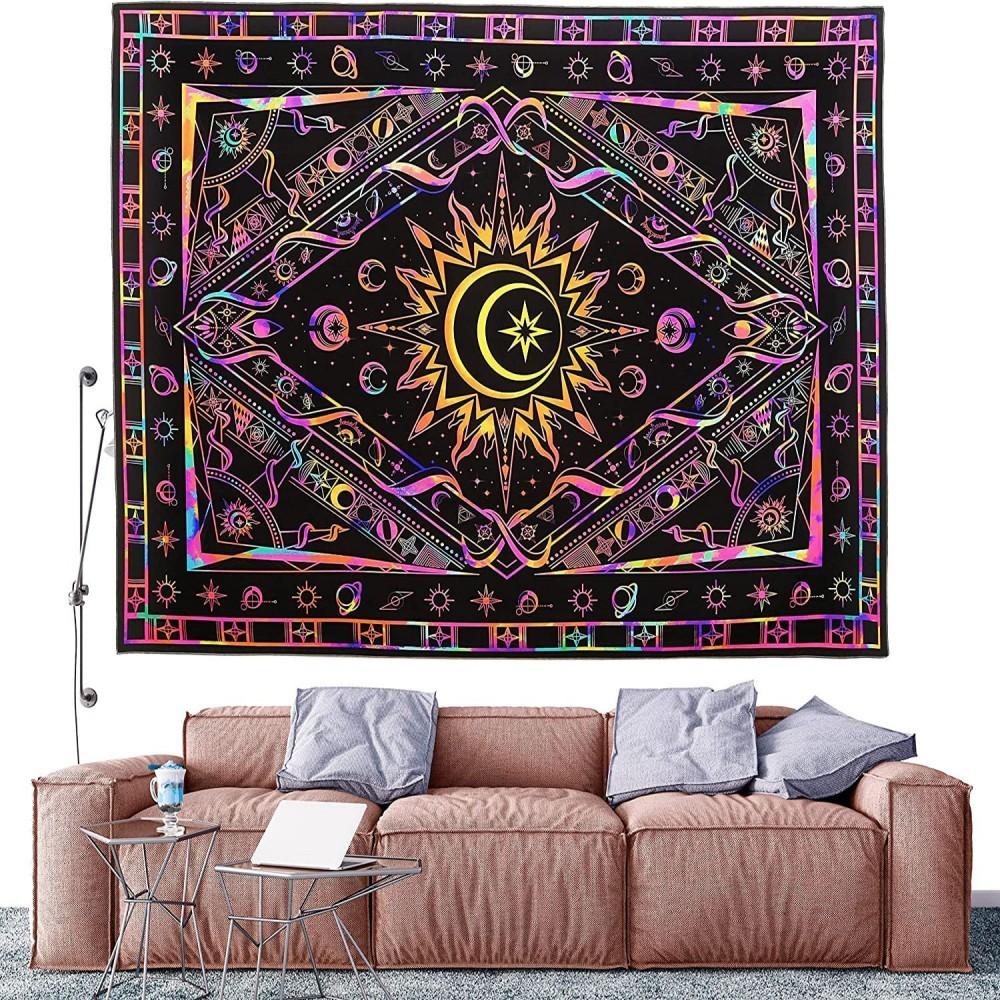 

VIKAMA Fluorescent Psychedelic Printed Tapestry For Living Room Bedroom Party Backdrop Wall Washable And Reusable Home Decor 74x94cm(29x37in)