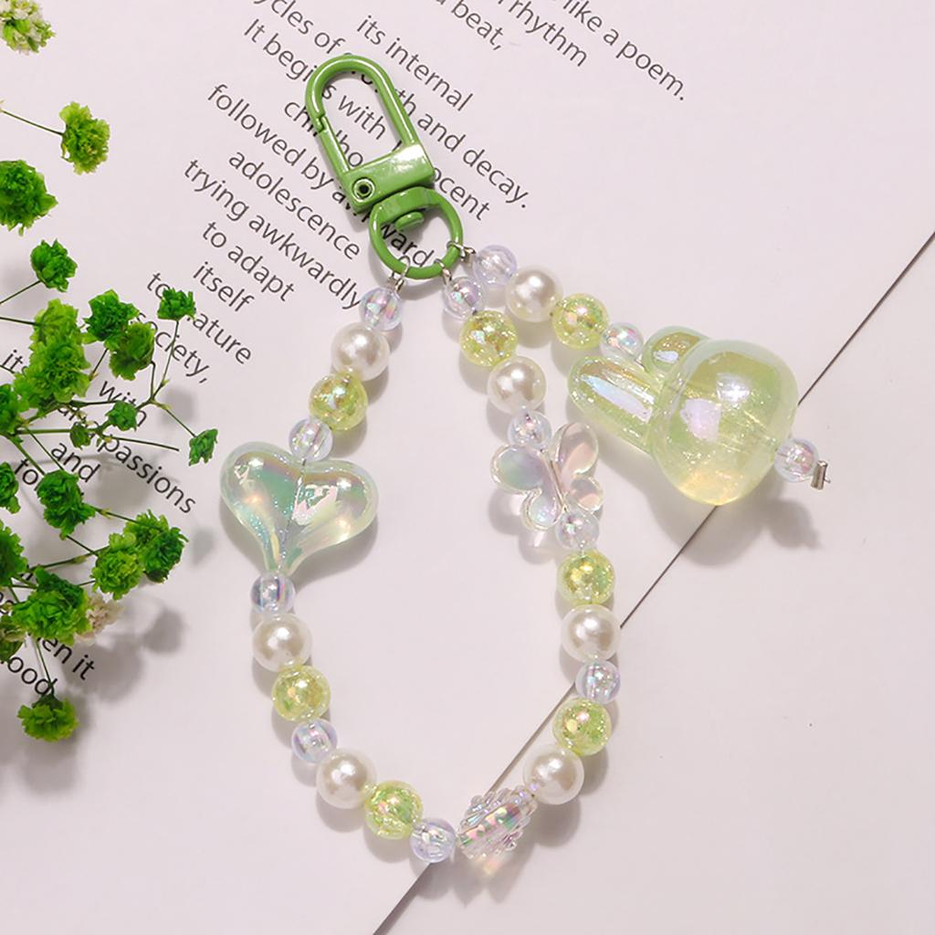 Cute Butterfly Flower Keychains For Women Sweet Acrylic Colorful Beaded Keyring Bag Decoration Earphone Case Pendant Accessories