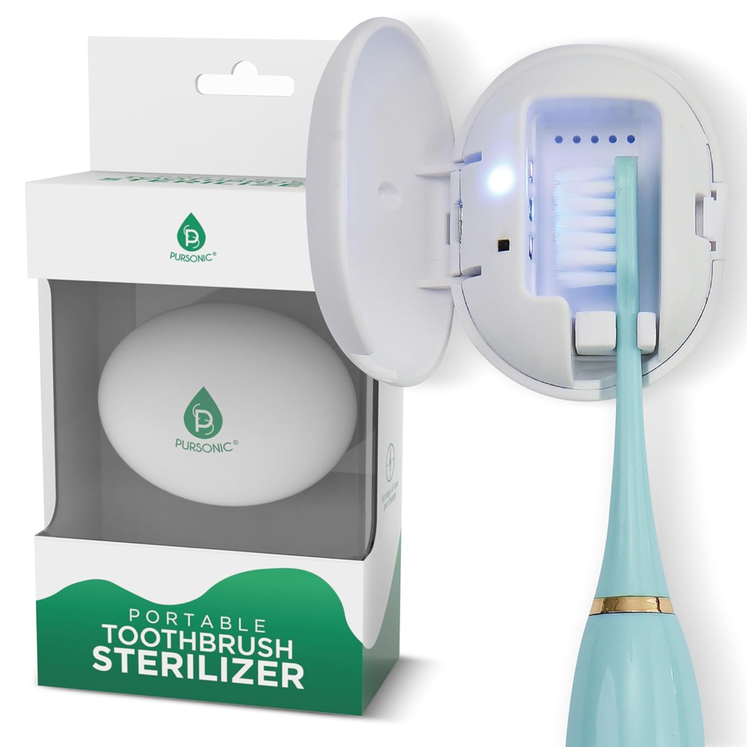 Portable UV Toothbrush Sanitizer Case – Rechargeable Toothbrush Cleaner with UV Light & Magnetic Mounting – Compact, United States