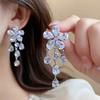 Zircon Flower Water Drop Necklace For Elegant Women With Copper Material And Lockbone Style