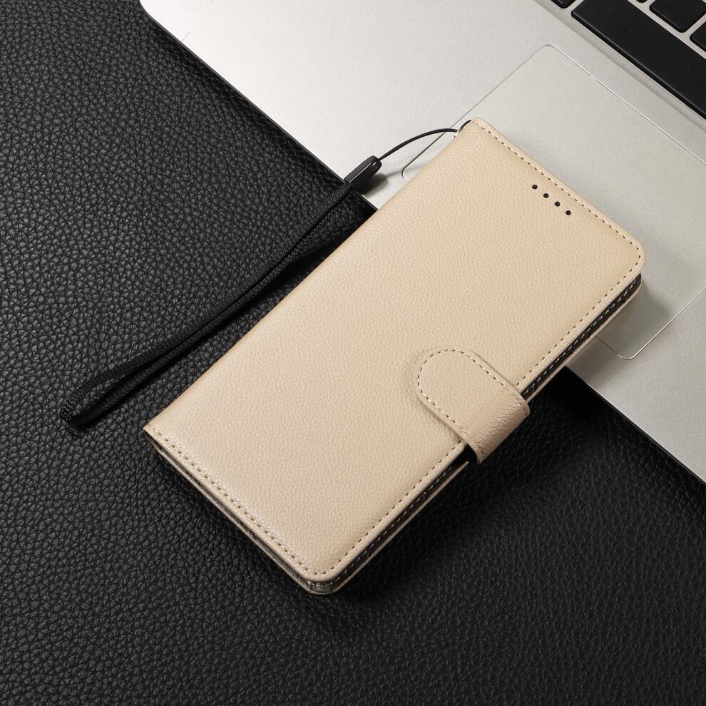 (iPhone 16, Creamy White) For iPhone 16 Case RFID Blocking 3 Card Slots PU Leather Phone Cover with Wrist Strap