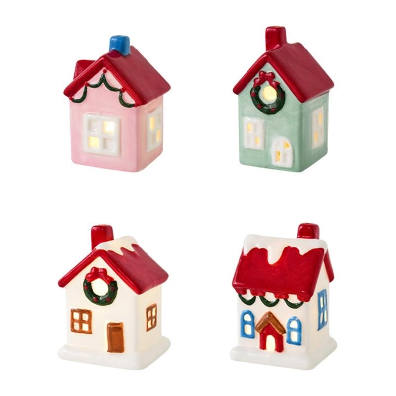 Ceramic Christmas cottages Houses With Battery Power Supply Safe Indoor and Outdoor Decoration For Seasonal Enthusiasts