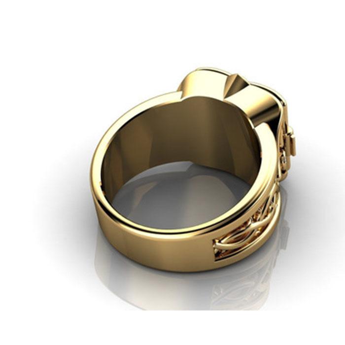 Anello da Uomo Dominante a Conchiglia Intagliata con Micro Diamanti