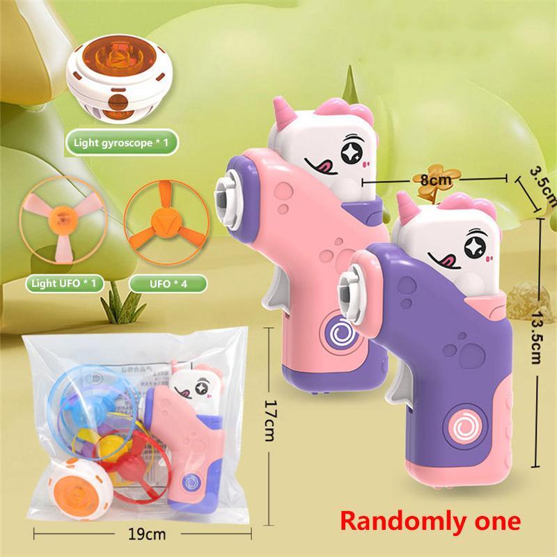 2 In1 Flying Disc Saucer Gyro Cartoon Dinosaur Air Rocket Launcher Sport Games Kids Educational Outdoor Toys for Children Gifts