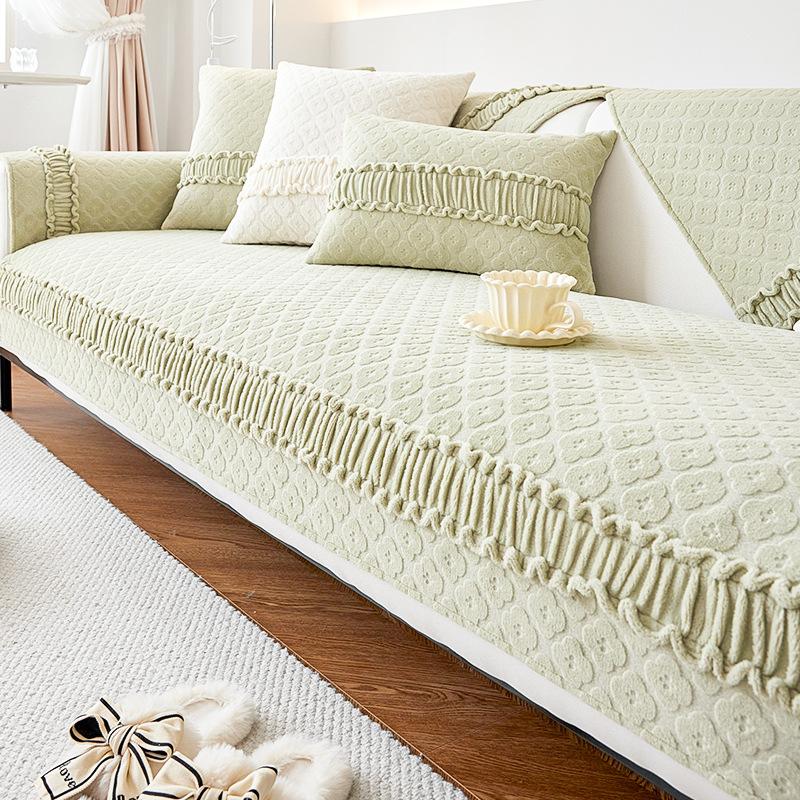 Autumn and Winter New Milk Fiber Sofa Cushion Nordic High-Grade Sofa Seat Cushion Non-Slip Universal Cover Towel Cover