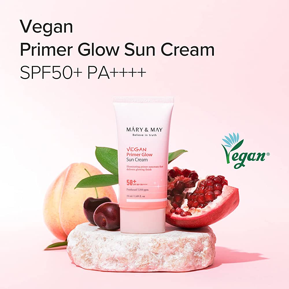 Mary&May Vegan Primer Glow Sun Cream SPF 50+ PA++++ 50ml AUTHENTIC STORE