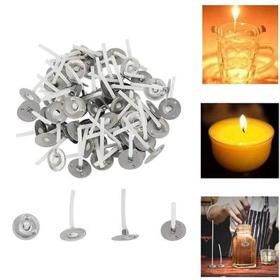 100Pcs/Pack Metal Tabs Candles Accessories Candle Making DIY Woven Cotton Core Handmade Candle Making Tools Tea Light Wicks