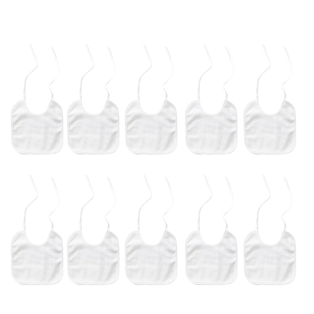 Sett med 10 stk. Myke og Absorberende Hvite Babysmekker for Maling DIY Blanke Munnkluter Siklesmekke for Tannfrembrudd