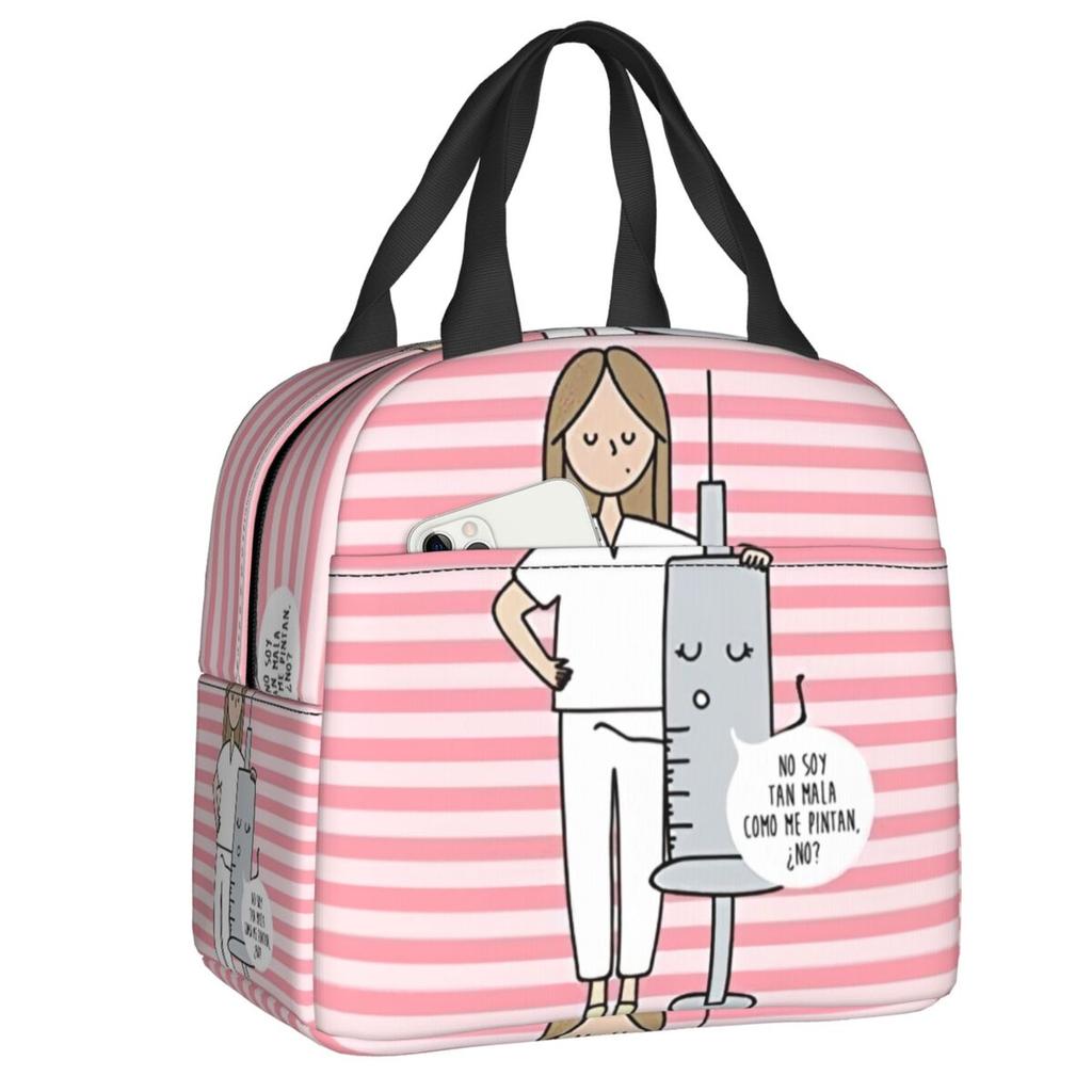 Bolsa de Almuerzo Térmica Aislada Personalizada Enfermera En Apuros Doctor Enfermera Salud Médica para Mujeres Refrigerador Portátil Fiambrera Térmica Escuela