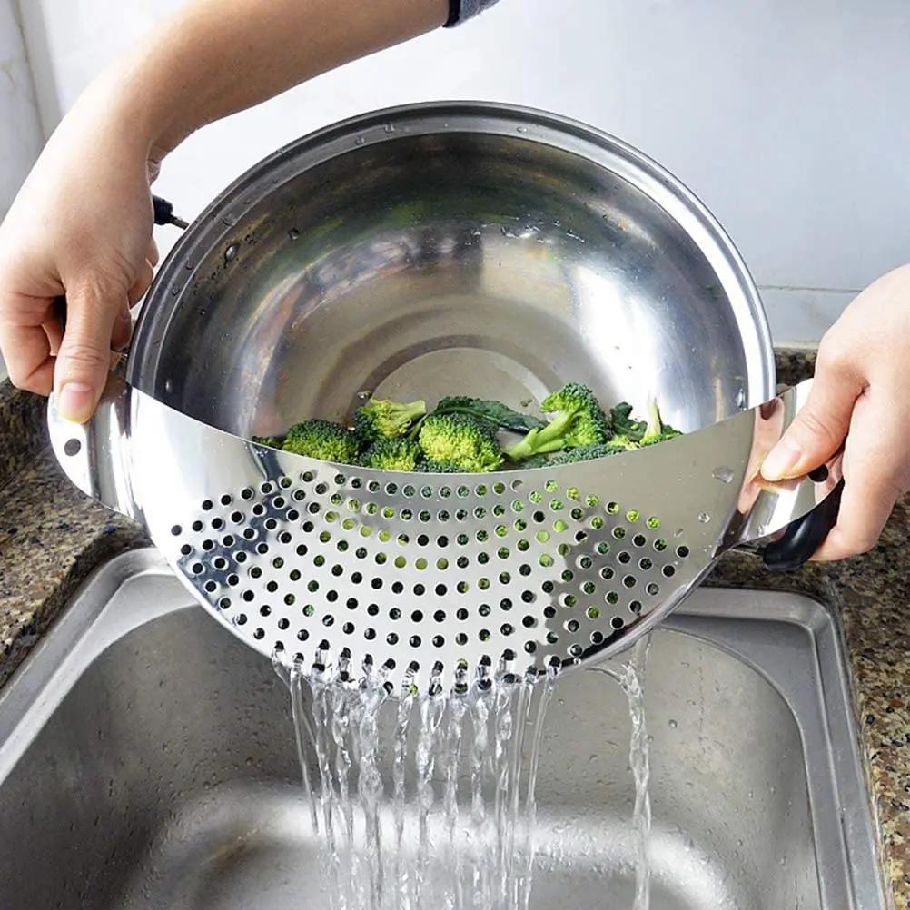 Pot Strainer Pan Drainer For  Kitchen Easy Draining Pot Strainer Stainless Steel Pasta Spaghetti Practical Draining Tool Sifter