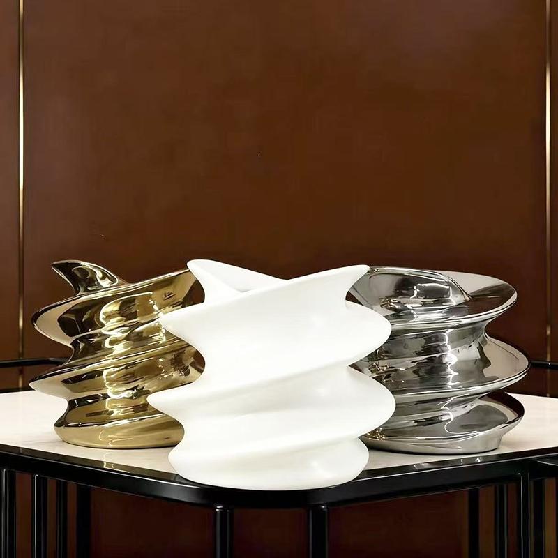 Minimalist Silver Ceramic Vase Flower Pots Table Decoration Flowers Arrangement Floral Vases Modern Home Decor Accessories