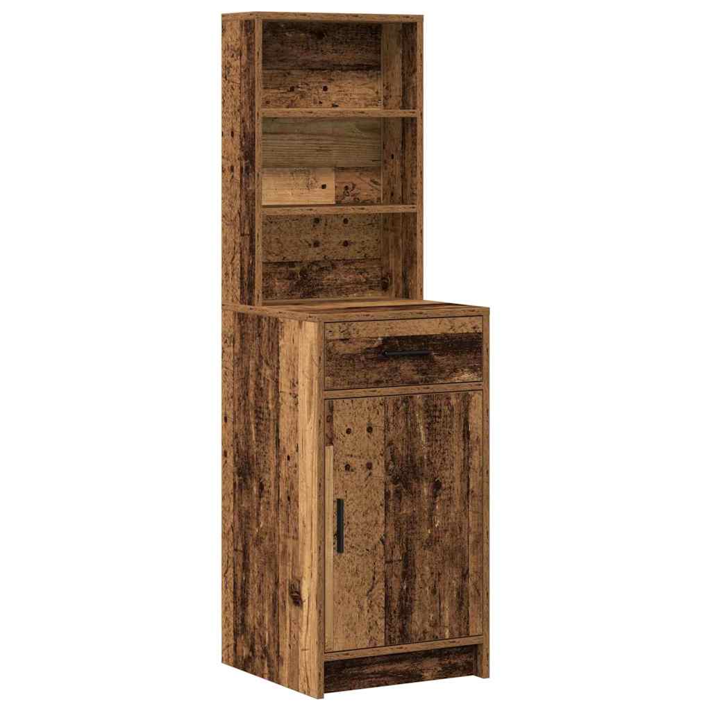 LED Vanity Table Set with Shelf 3 pcs Reclaimed Wood Particleboard