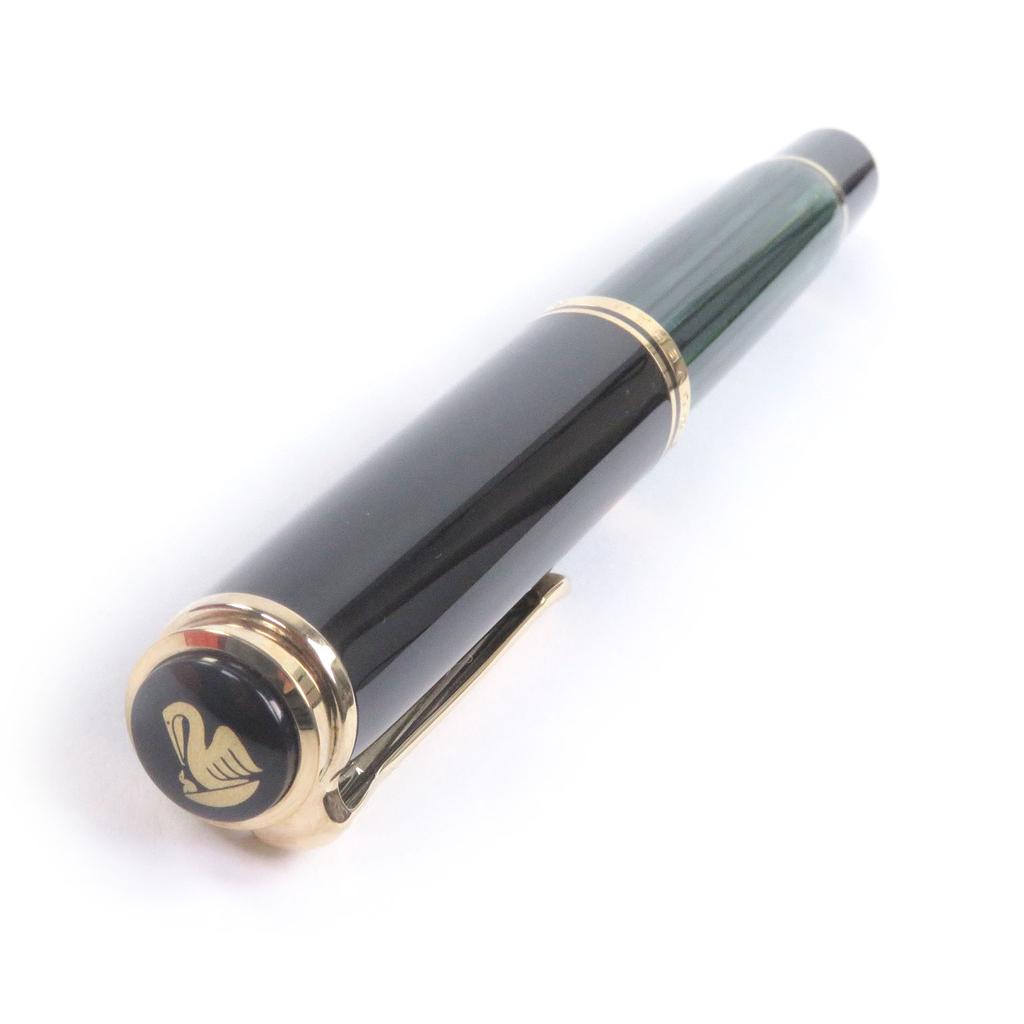 Excellent PERIKAN fountain pen Souverene M800 Cap type Green Stripe 18K mens Used