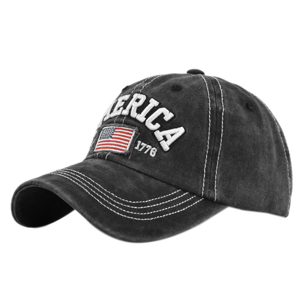 America 3d embroidered baseball cap - distressed embroidery duckbill sun hat Adjustable