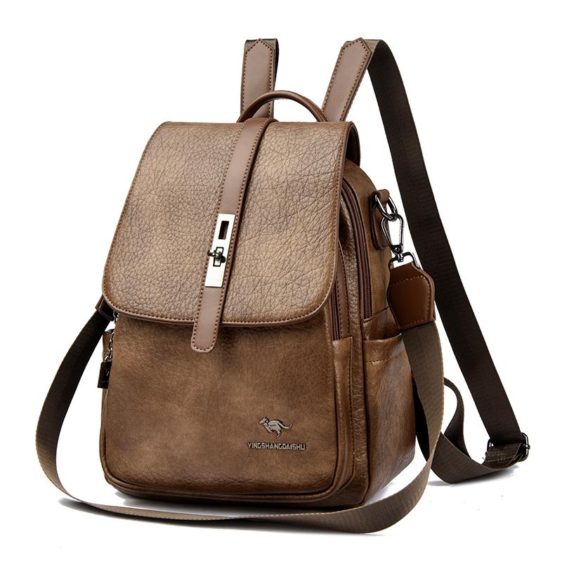 Faux Leather Backpack for Women Vintage Mini Bag with Adjustable Strap Crossbody Design
