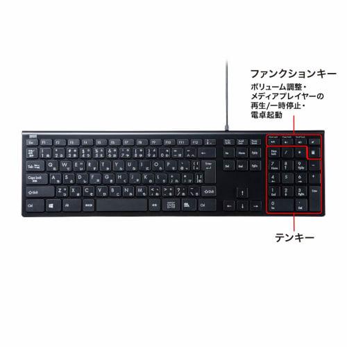 Sanwa Supply Wired Slim Keyboard USB Connection Japanese Layout 112 Keys Pantograph Black SKB-SL33BK