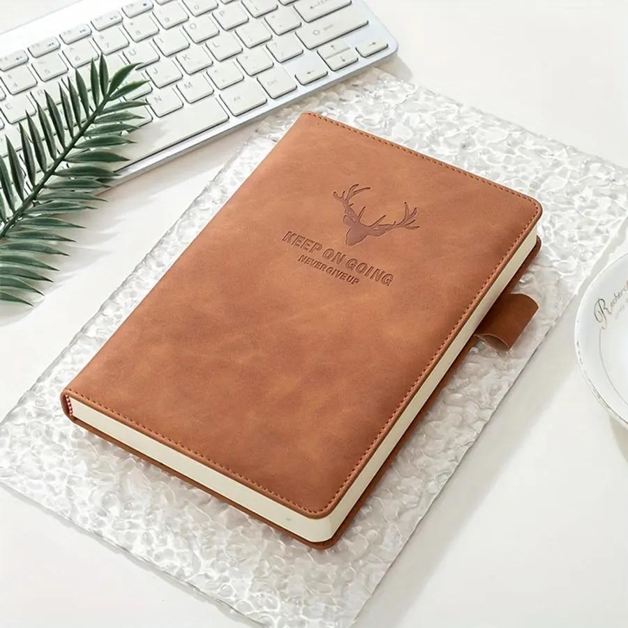 

Утолщенный блокнот A5 с головой оленя, деловой блокнот из мягкой искусственной кожи с горизонтальными линиями, канцелярские принадлежности для школы и офиса A5