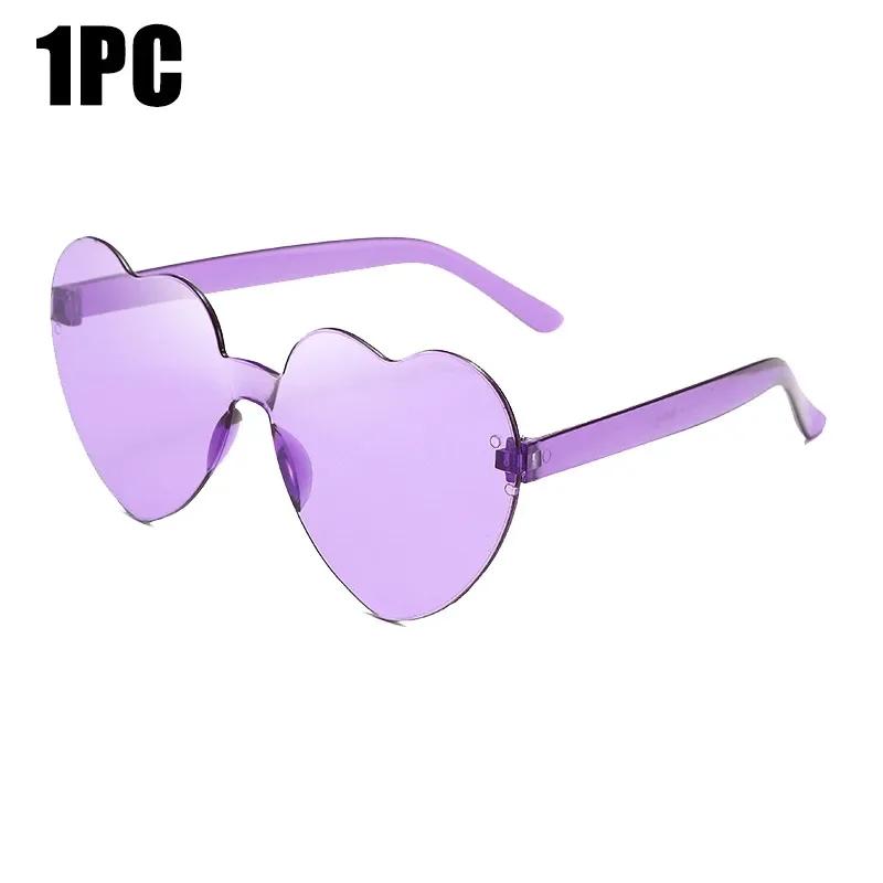 

Солнцезащитные очки для женщин Jelly Color без оправы в форме сердца цельные очки ослепительные цветные очки