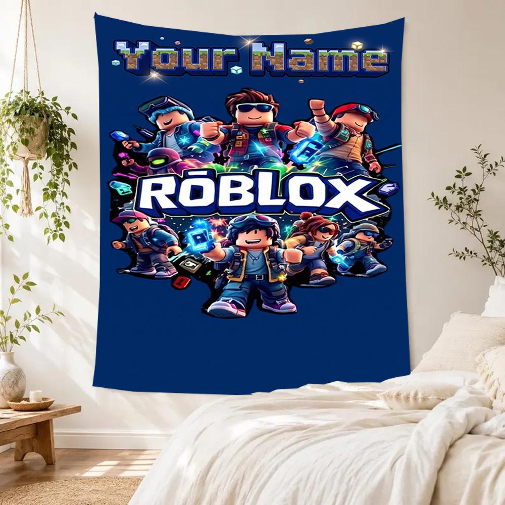 Roblox Customize Your Name Tapestry Aesthetic Wall Tapestry Machine Washable Suitable for Living Room All-Season Use Unique Gift for Family Friends