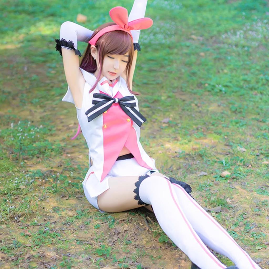 [Milky Time] Kizuna AI Cosplay Halloween VTuber Initial Costume with Wig (L)