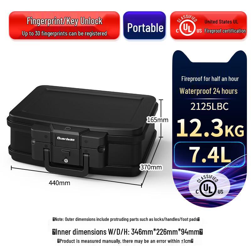 GUARDA Fireproof Fingerprint Top-Opening Portable Safe