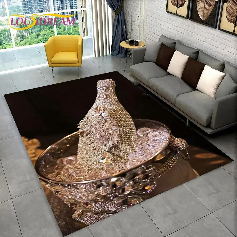 C-Champagne M-Moet & C-Chandon Teppich für Schlafzimmer Wohnzimmer Zuhause Sofa Dekoration, Kinderspiel Große Dekoration Bodenmatte Geschenk
