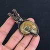 Ammonite Fossil 999 Copper Wire Wrapped Pendant, Handmade Gemstone Jewelry Pendant For Memorial Day