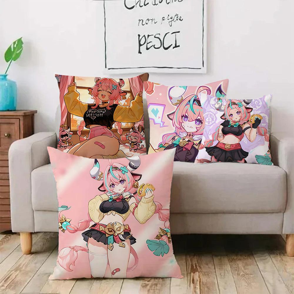 Hot Anime Genshin For V-Varesa Pillow Covers Cartoon Sofa Decorative Home Double-sided Printing Short Plush Cute Cushion Cover