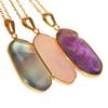 Natural Stone Geometric Pendant Necklace With Gold Plated Edges For Women And Men