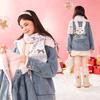 Girl's Fleece-Lined Denim Jacket with Rabbit Design