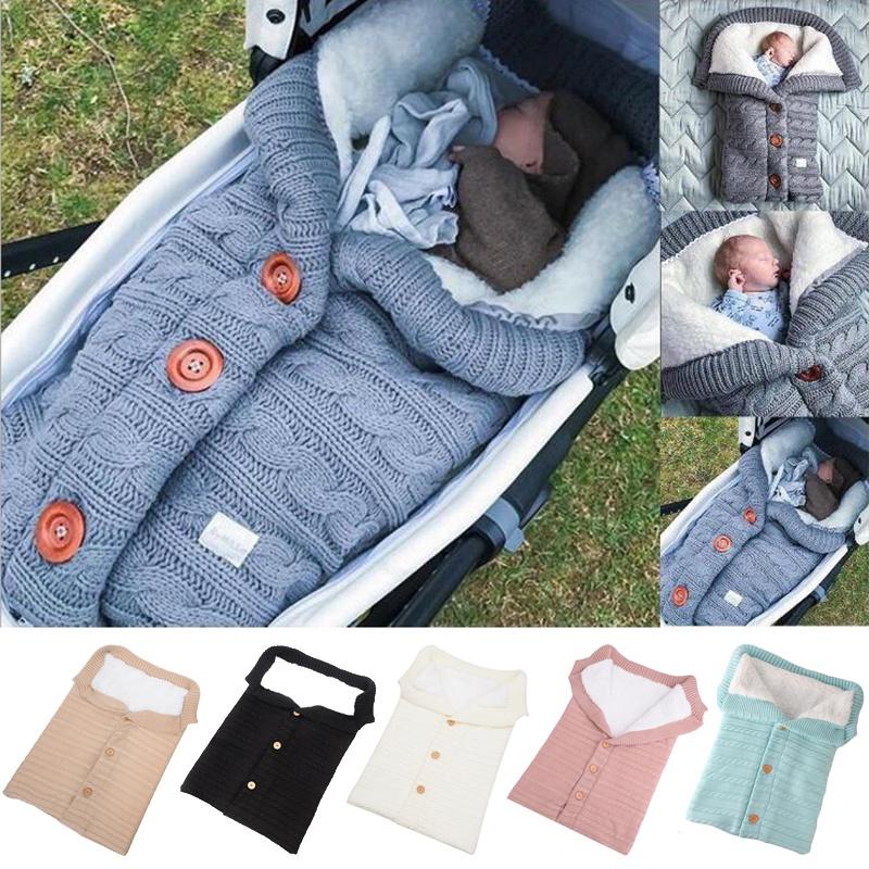 Newborn Baby Winter Wrap Warm Swaddle Blanket Knit Sleep Bag Sack Wrap Stroller
